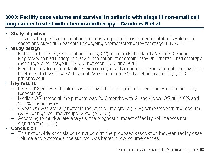 3003: Facility case volume and survival in patients with stage III non-small cell lung