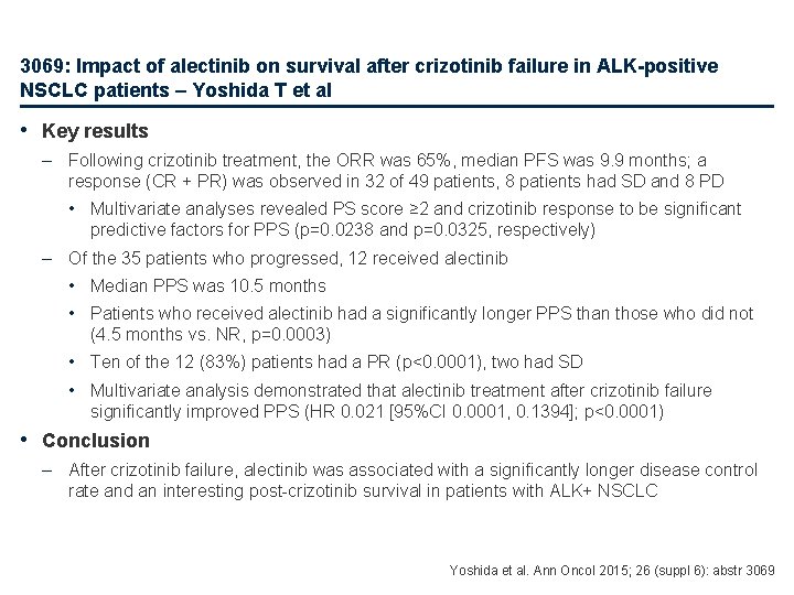 3069: Impact of alectinib on survival after crizotinib failure in ALK-positive NSCLC patients –