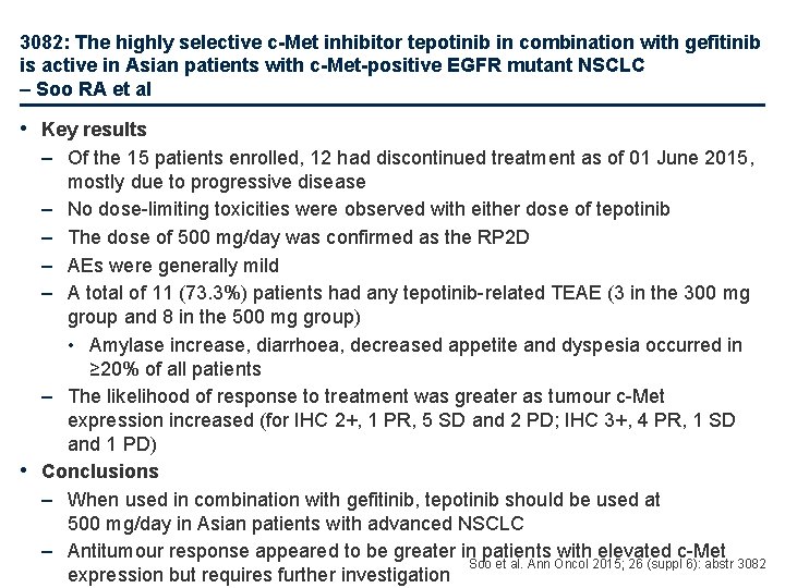 3082: The highly selective c-Met inhibitor tepotinib in combination with gefitinib is active in