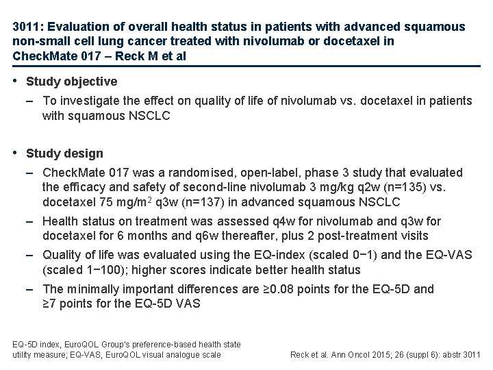 3011: Evaluation of overall health status in patients with advanced squamous non-small cell lung