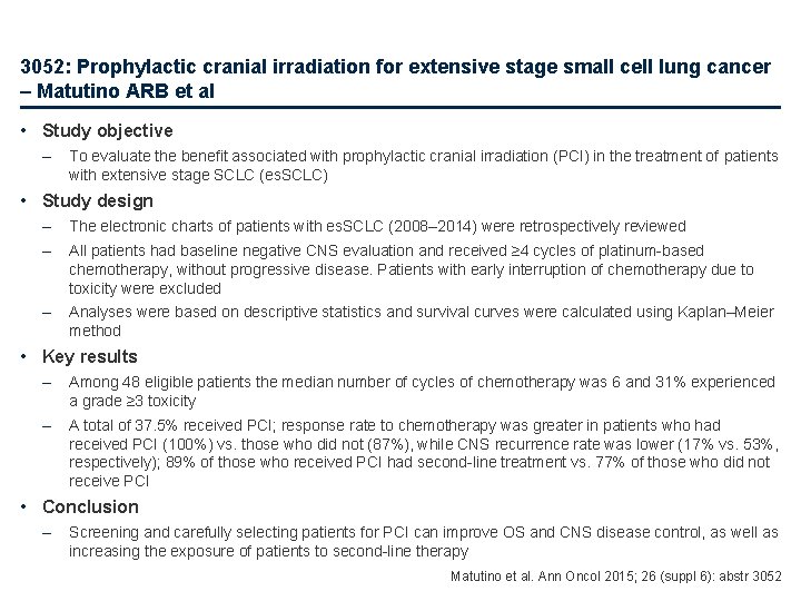 3052: Prophylactic cranial irradiation for extensive stage small cell lung cancer – Matutino ARB