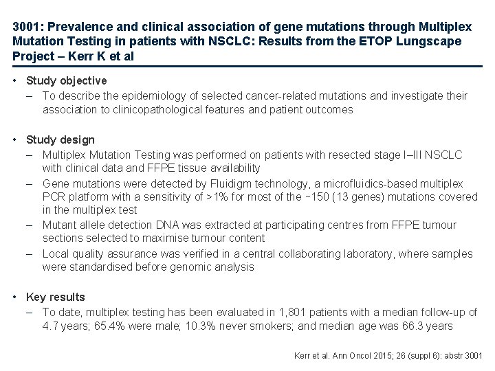 3001: Prevalence and clinical association of gene mutations through Multiplex Mutation Testing in patients