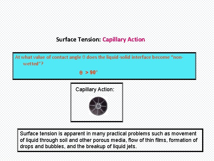 Surface Tension: Capillary Action At what value of contact angle q does the liquid-solid