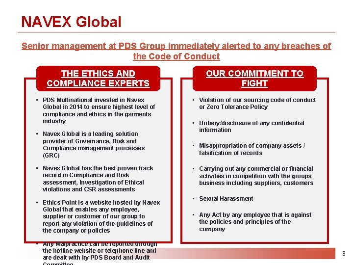 NAVEX Global Senior management at PDS Group immediately alerted to any breaches of the