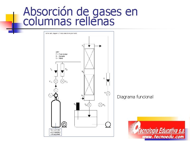 Absorción de gases en columnas rellenas Diagrama funcional 