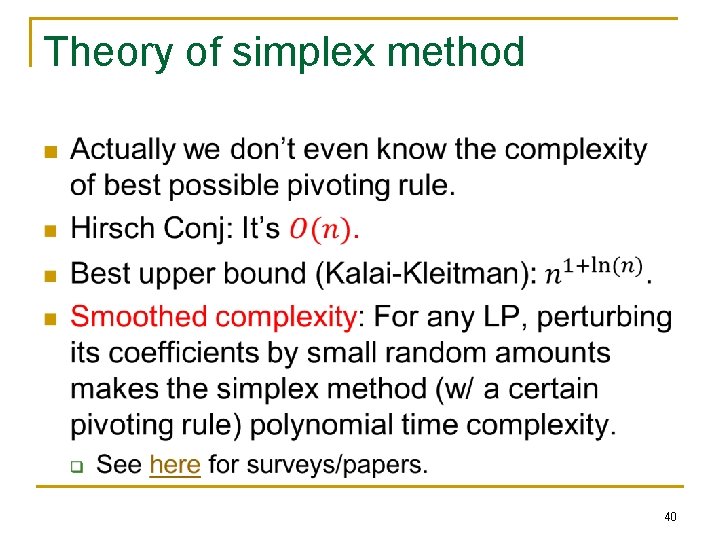 Theory of simplex method n 40 Theory of simplex method n 40
