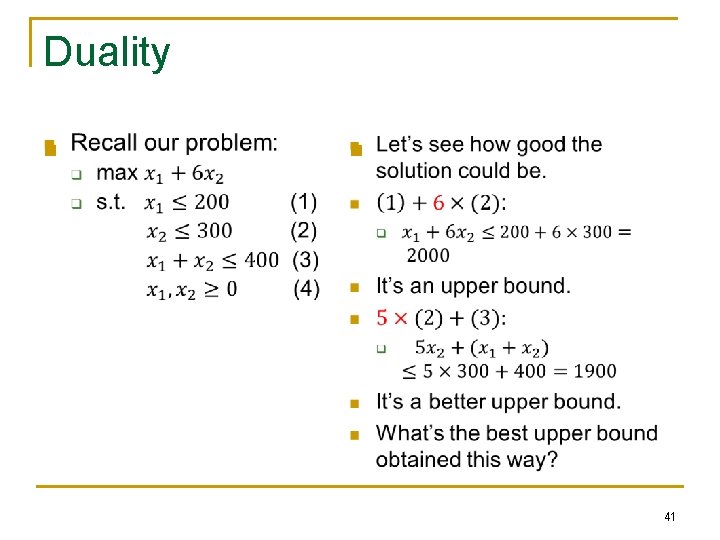 Duality n n 41 Duality n n 41