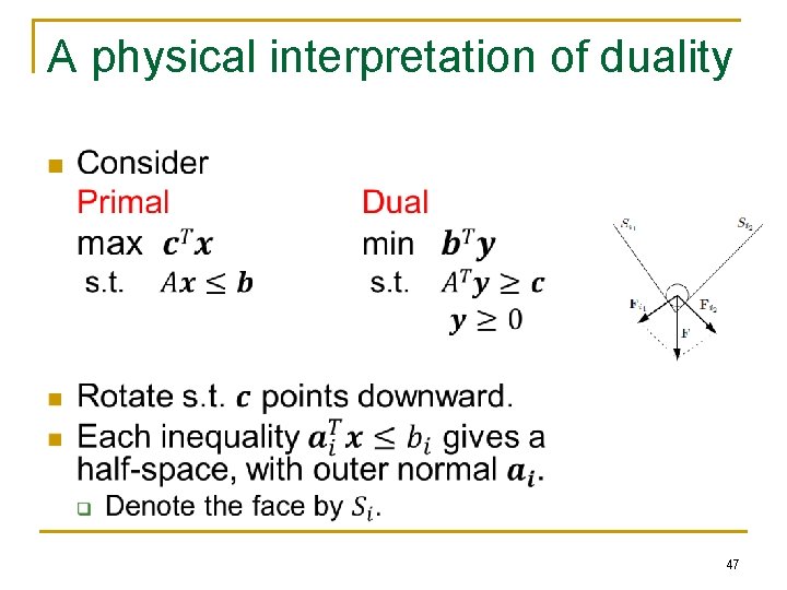 A physical interpretation of duality n 47 A physical interpretation of duality n 47