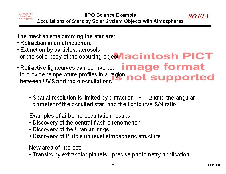 HIPO Science Example: Occultations of Stars by Solar System Objects with Atmospheres SOFIA The