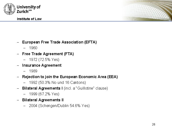 Institute of Law - European Free Trade Association (EFTA) - 1960 - Free Trade