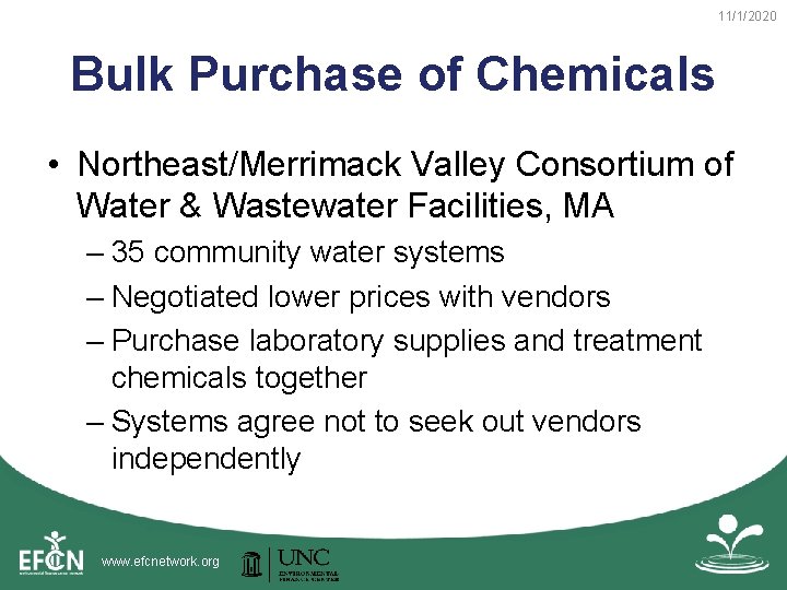 11/1/2020 Bulk Purchase of Chemicals • Northeast/Merrimack Valley Consortium of Water & Wastewater Facilities,