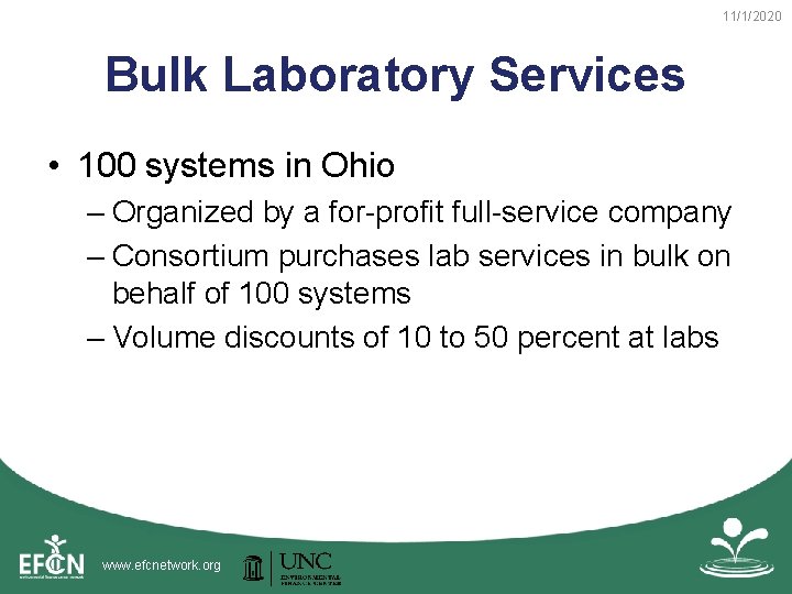 11/1/2020 Bulk Laboratory Services • 100 systems in Ohio – Organized by a for-profit