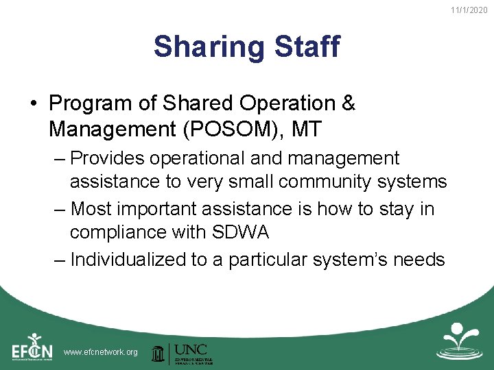11/1/2020 Sharing Staff • Program of Shared Operation & Management (POSOM), MT – Provides