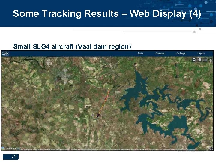 Some Tracking Results – Web Display (4) Small SLG 4 aircraft (Vaal dam region)
