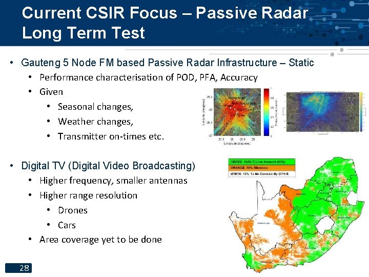 Current CSIR Focus – Passive Radar Long Term Test • Gauteng 5 Node FM