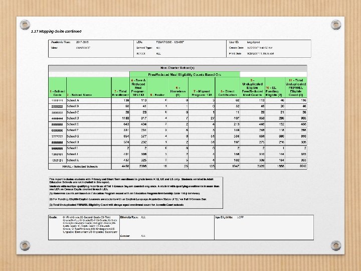 1. 17 Mapping Guide continued 