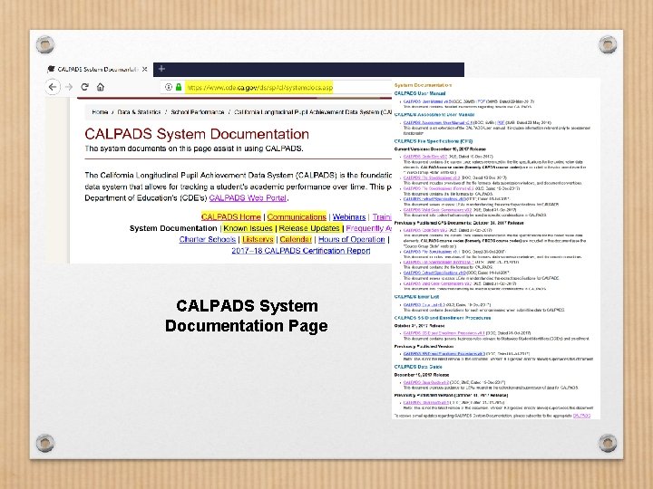 CALPADS System Documentation Page 