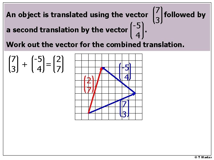 7 An object is translated using the vector followed by 3 -5 a second