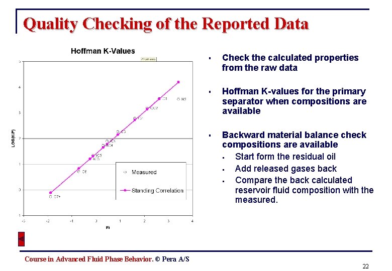 Quality Checking of the Reported Data § Check the calculated properties from the raw