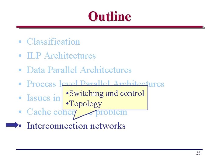 Outline • • Classification ILP Architectures Data Parallel Architectures Process level Parallel Architectures •