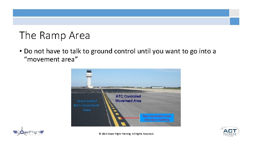 The Ramp Area • Do not have to talk to ground control until you