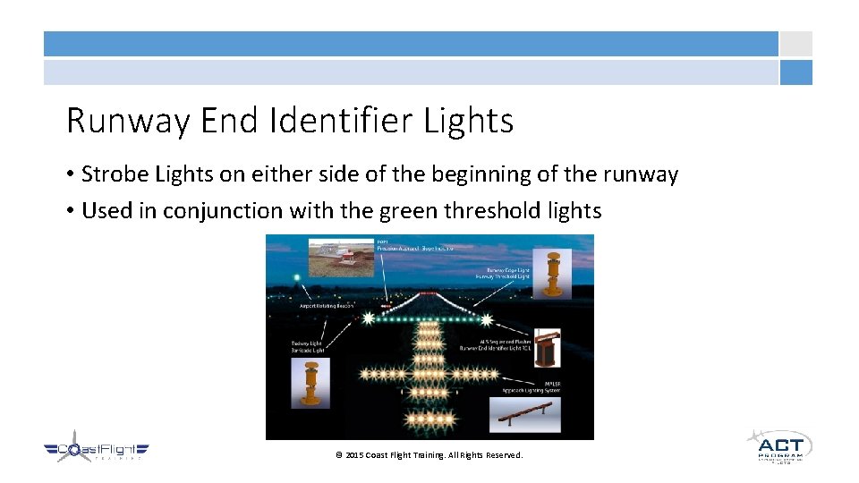 Runway End Identifier Lights • Strobe Lights on either side of the beginning of