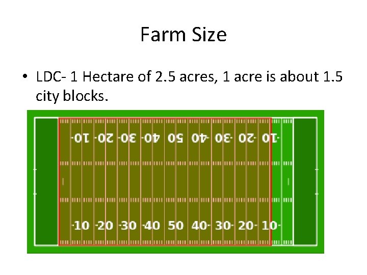 Farm Size • LDC- 1 Hectare of 2. 5 acres, 1 acre is about