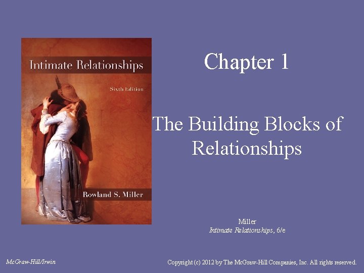 Chapter 1 The Building Blocks of Relationships Miller Intimate Relationships, 6/e Mc. Graw-Hill/Irwin Copyright