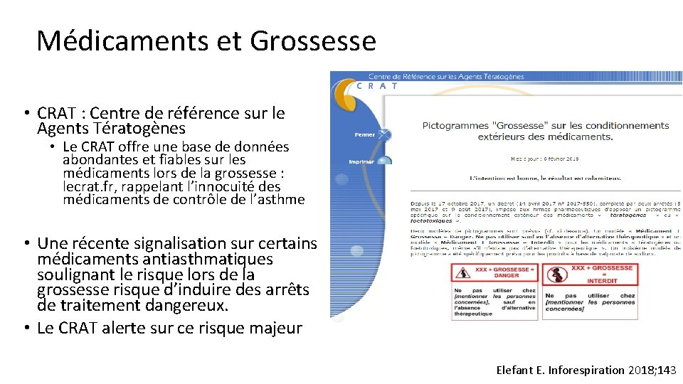 Médicaments et Grossesse • CRAT : Centre de référence sur le Agents Tératogènes •