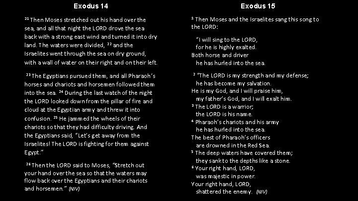 Exodus 14 Exodus 15 21 Then Moses stretched out his hand over the 1