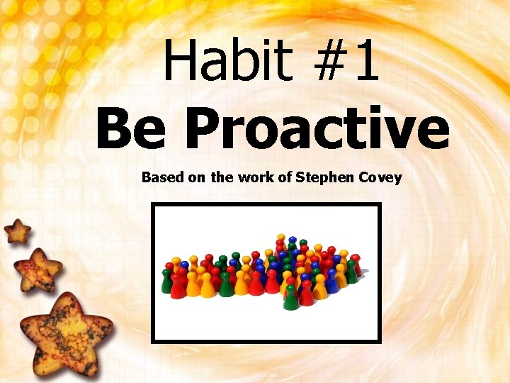 Habit #1 Be Proactive Based on the work of Stephen Covey 