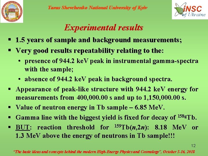 Taras Shevchenko National University of Kyiv Experimental results § 1. 5 years of sample