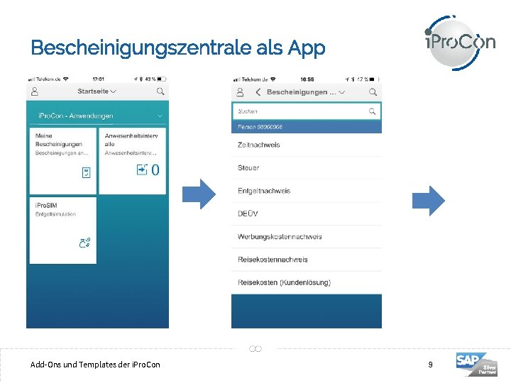 Bescheinigungszentrale als App 9 Add-Ons und Templates der i. Pro. Con 9 
