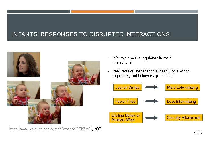 INFANTS’ RESPONSES TO DISRUPTED INTERACTIONS • Infants are active regulators in social interactions! •
