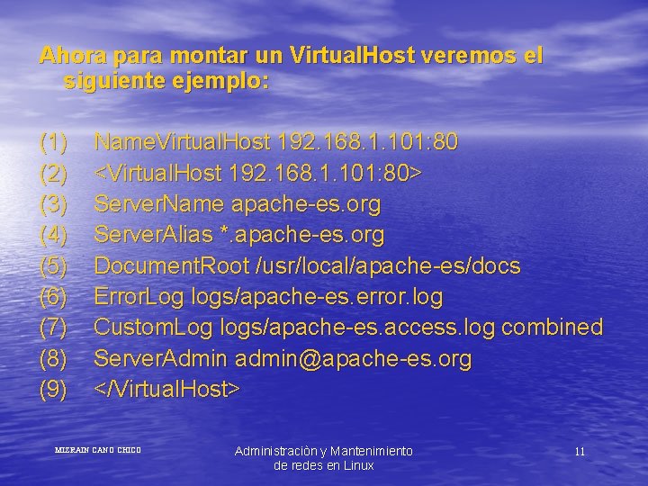 Ahora para montar un Virtual. Host veremos el siguiente ejemplo: (1) (2) (3) (4)