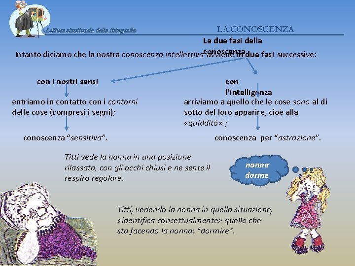 LA CONOSCENZA Le due fasi della Intanto diciamo che la nostra conoscenza intellettivaconoscenza avviene