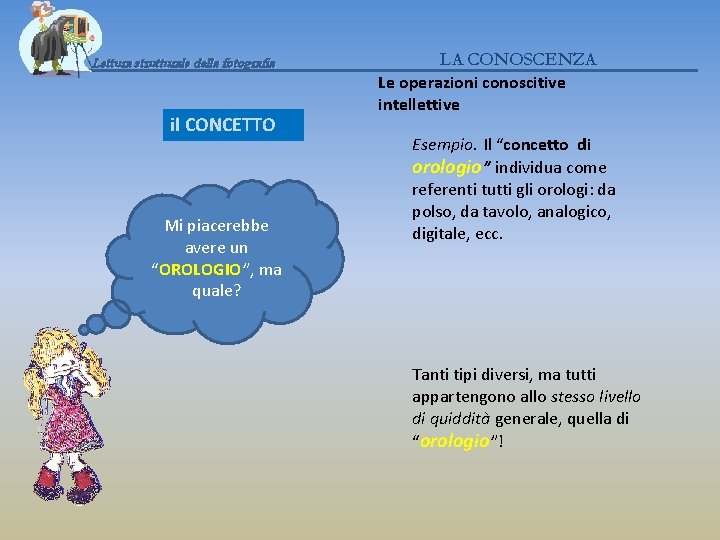 Lettura strutturale della fotografia il CONCETTO Mi piacerebbe avere un “OROLOGIO”, ma quale? LA