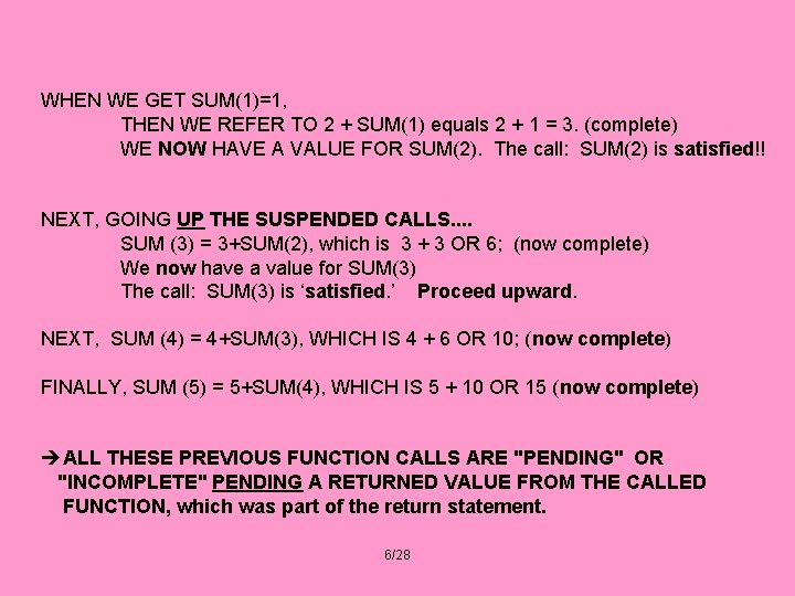 WHEN WE GET SUM(1)=1, THEN WE REFER TO 2 + SUM(1) equals 2 +