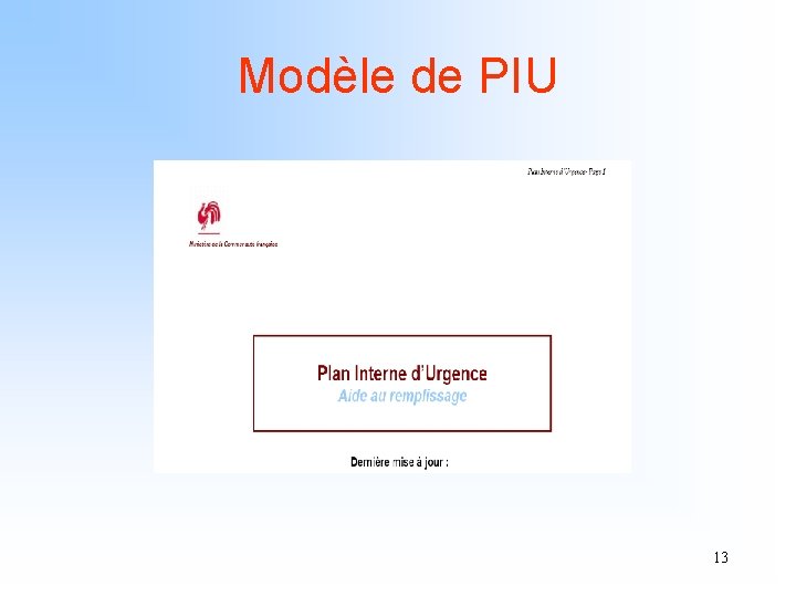 Modèle de PIU 13 