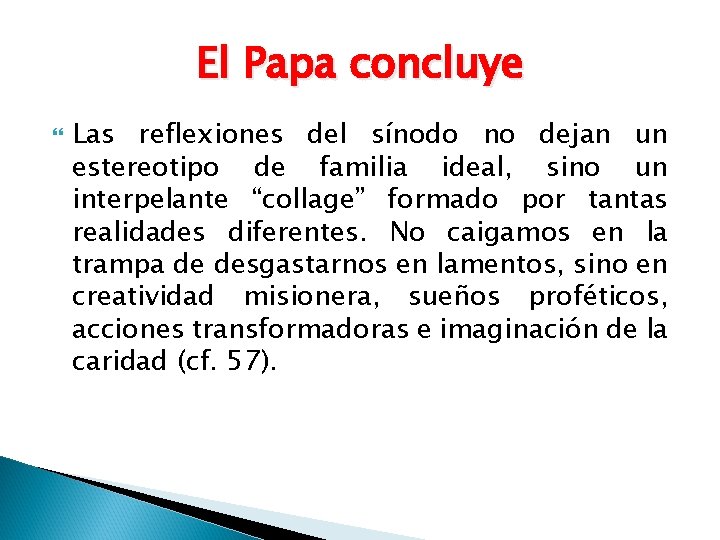 El Papa concluye Las reflexiones del sínodo no dejan un estereotipo de familia ideal, El Papa concluye Las reflexiones del sínodo no dejan un estereotipo de familia ideal,