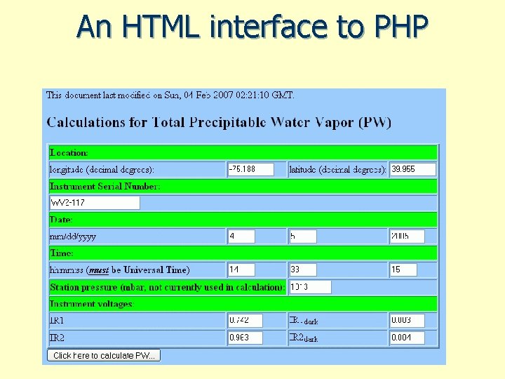 An HTML interface to PHP 