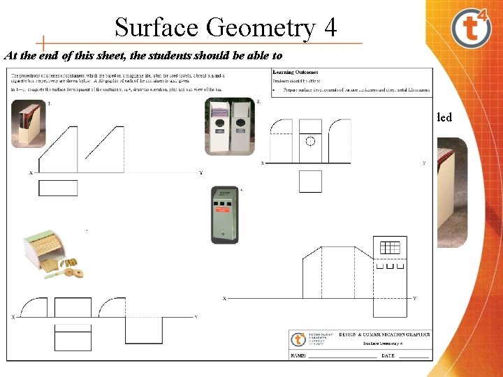 Surface Geometry 4 At the end of this sheet, the students should be able