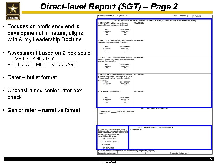Direct-level Report (SGT) – Page 2 § Focuses on proficiency and is developmental in