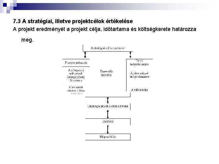7. 3 A stratégiai, illetve projektcélok értékelése A projekt eredményét a projekt célja, időtartama