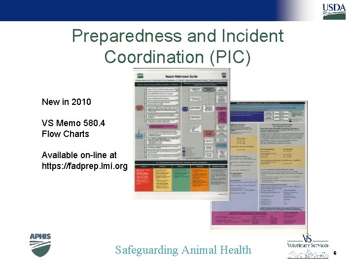 Preparedness and Incident Coordination (PIC) New in 2010 VS Memo 580. 4 Flow Charts