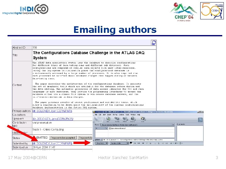 Emailing authors 17 May 2004@CERN Hector Sanchez San. Martin 3 