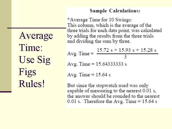 Average Time: Use Sig Figs Rules! 