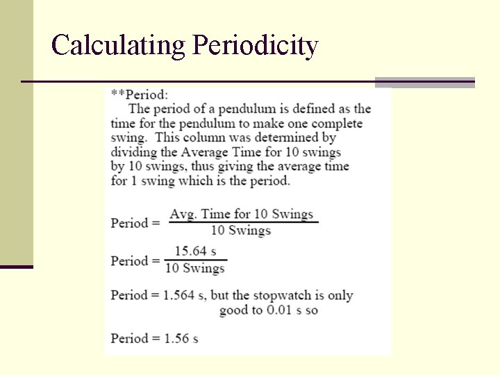 Calculating Periodicity 