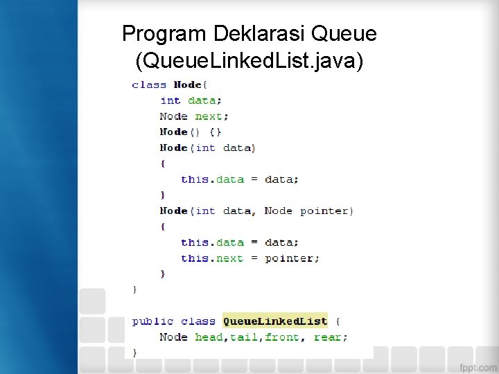 Program Deklarasi Queue (Queue. Linked. List. java) 