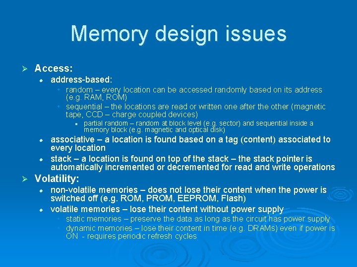 Structure of Computer Systems Course 8 Memory system